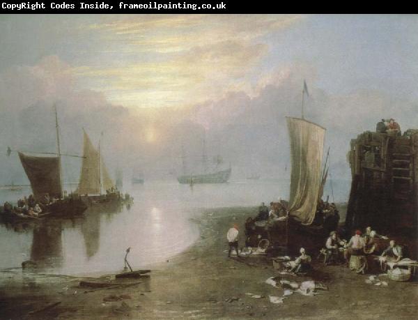 J.M.W. Turner sun rising through vapour:fishermen cleaning and selling fish